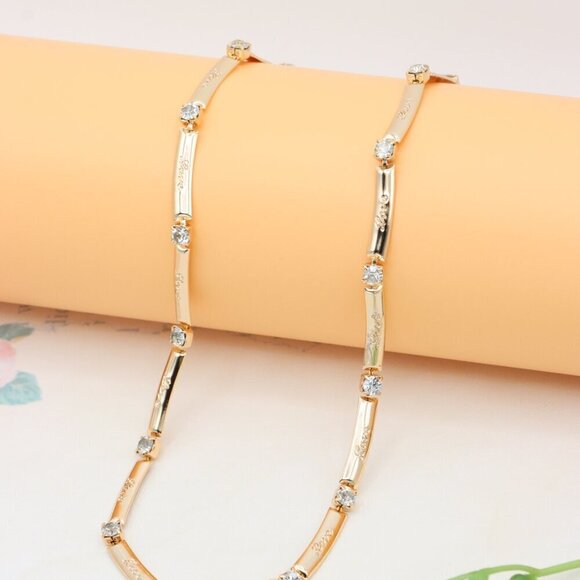 Elegant Rose Gold Necklace with Sparkling Stones, XPNL0339 - Picture 7 of 12